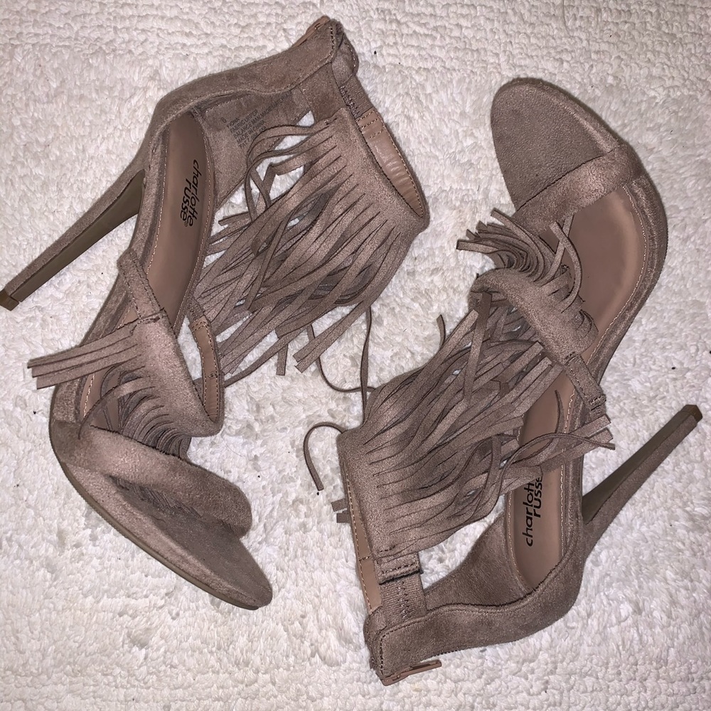 Tan Fringe Heels